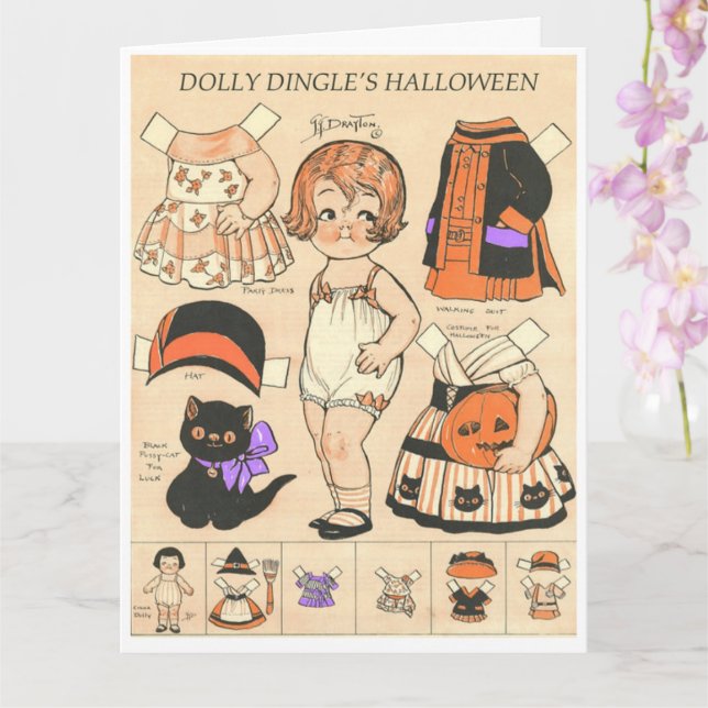 Cartão Boneca de papel de Halloween🦇 da Dolly Dangle Rep (Orquídea)