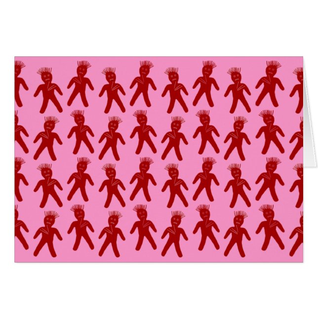 Cartão Boneca de Voodoo Vermelha Sanguínea (Frente Horizontal)