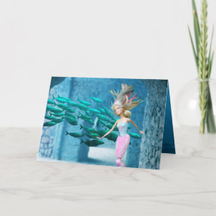 Cartão Boneca famosa vestida como uma sereia
