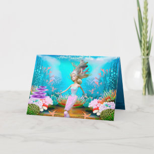 Cartão Boneca famosa vestida de Sereia