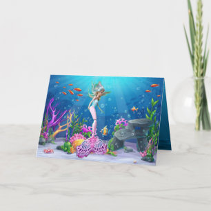 Cartão Boneca famosa vestida de Sereia