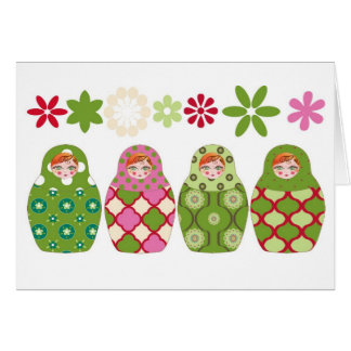 Cartão boneca russa verde