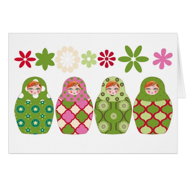 Cartão boneca russa verde (Frente Horizontal)