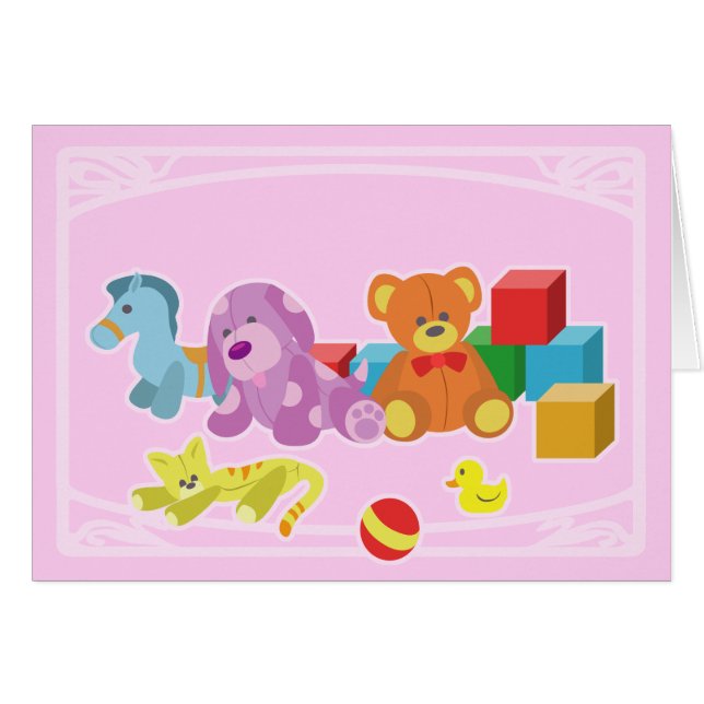 Cartão Bonecas bonitas (rosa) (Frente Horizontal)