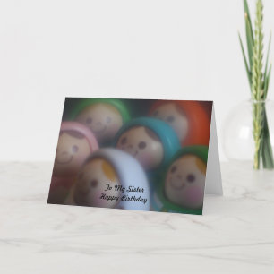 Cartão Bonecas com as caras smily a meu feliz aniversario