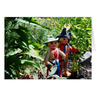 Cartão Bonecas de feltro humorístico com feltro