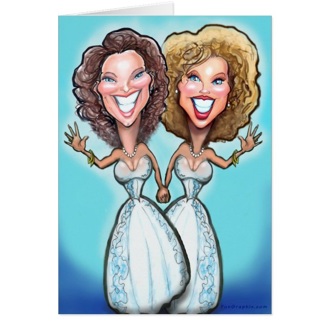 Cartão Bonecas lésbicas do bolo de casamento (Frente)