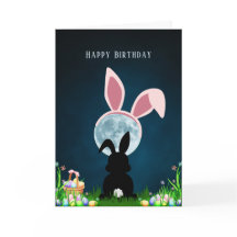 Boneco da Páscoa e Lua Cheia Feliz Aniversário