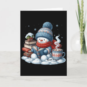 Cartão Boneco de Neve Amantes de Livros Bibliotecário Bib