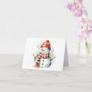 Cartão Boneco de Neve Aquarela