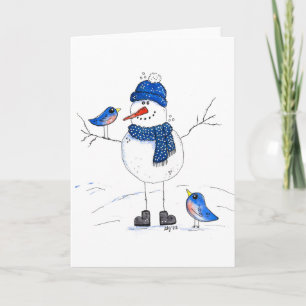 Cartão Boneco de Neve Caprichoso de Pernas Longas