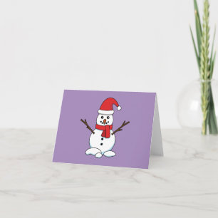 Cartão Boneco de Neve com Gorro Vermelho e Cachecol