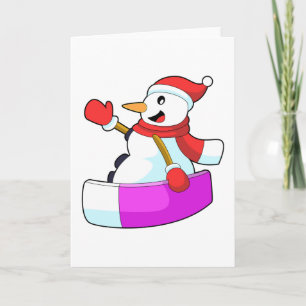 Cartão Boneco de neve como snowboarder com Sonowboard.PNG