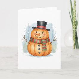Cartão Boneco de neve de abóbora