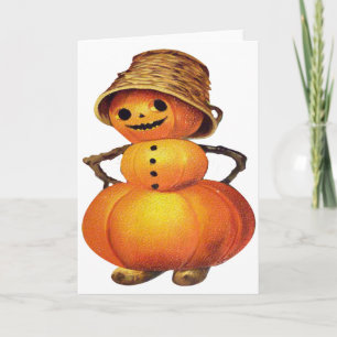 Cartão Boneco de Neve de Abóbora (Cartão Antigo de Hallow