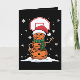Cartão Boneco de Neve de Basquetebol Chapéu de Natal do P