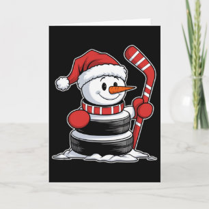 Cartão Boneco de Neve de Hóquei no Gelo Engraçado Chapéu