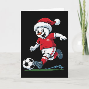 Cartão Boneco de Neve de Natal Jogando Futebol Jogador Di
