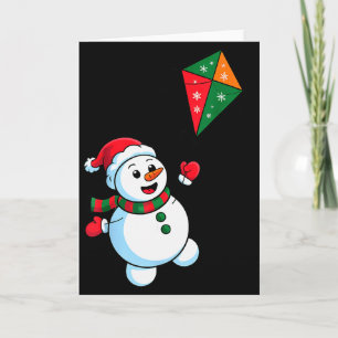 Cartão Boneco de Neve de Natal Voando Pipa Chapéu de Papa