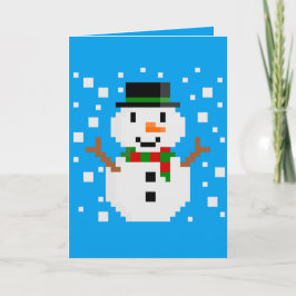 Cartão Boneco de Neve em Pixel Art