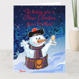 Cartão Boneco de Neve Escocês Festivo