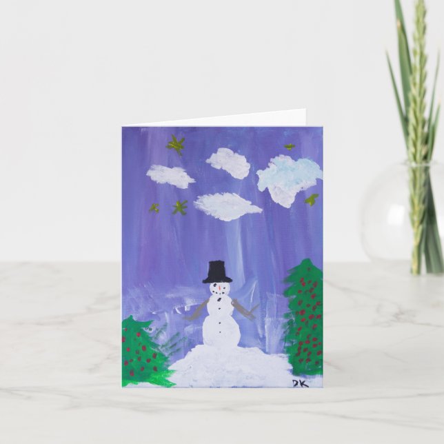 Cartão Boneco de Neve Feliz (Frente)