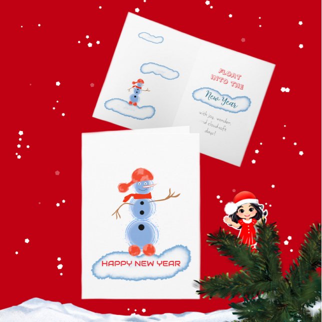 Cartão Boneco de neve voador (Criador carregado)