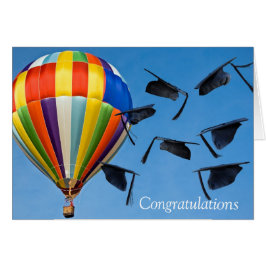 Cartão Bonés de formatura com balão de ar quente