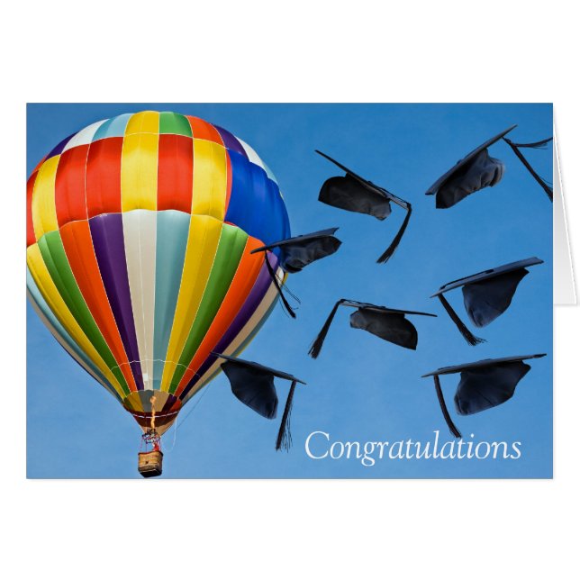 Cartão Bonés de formatura com balão de ar quente (Frente Horizontal)