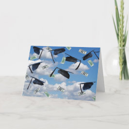 Cartão Bonés de formatura e Dinheiro no Céu