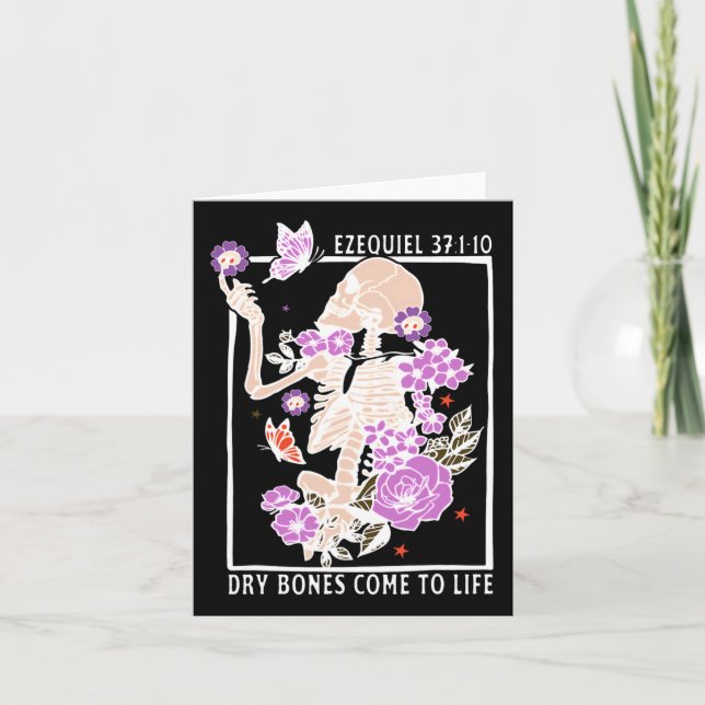 Cartão Bones Secos Vêm À Vida Bíblia Cristã Verse Ezeki (Frente)