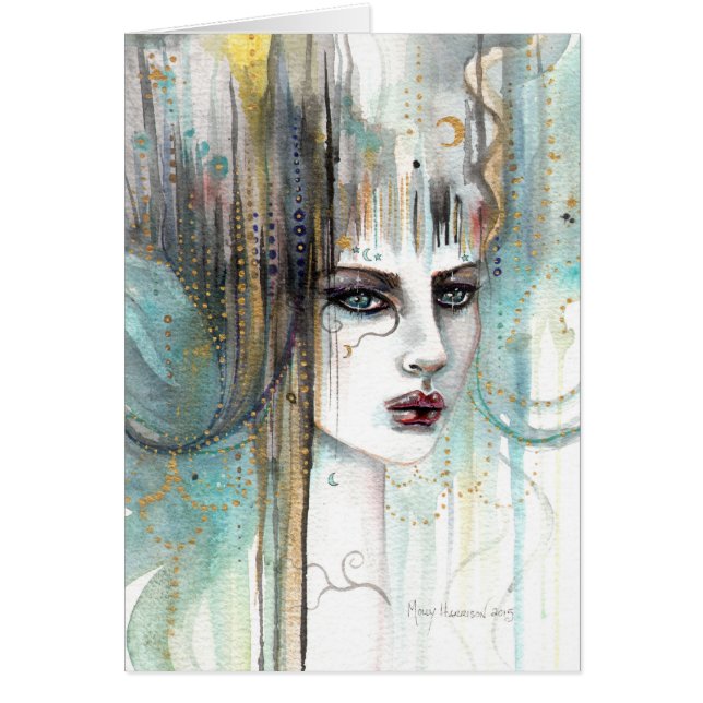 Cartão Bonita Abstrato Fantasy Watercolor Art (Frente)