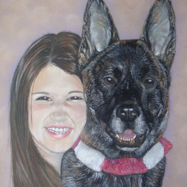 Cartão Bonita brindle akita abraçando seu melhor amigo (Criador carregado)