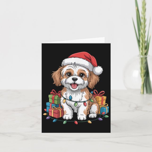Cartão Bonita Cavachon Natal Xmas Design Engraçado Cão Am (Frente)