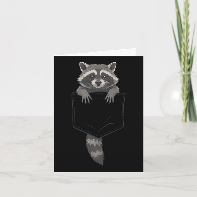Cartão Bonita Cesta De Raccoon Engraçada Por Homens Mulhe (Frente)