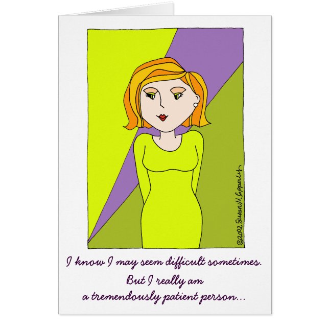 Cartão Bonita Engraçada Diva Garota de Cartoon Brat Desfe (Frente)