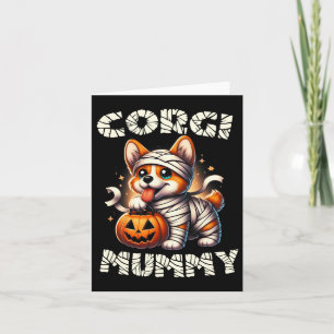 Cartão Bonita Figurina de Halloween Welsh Corgi Mummy Dog