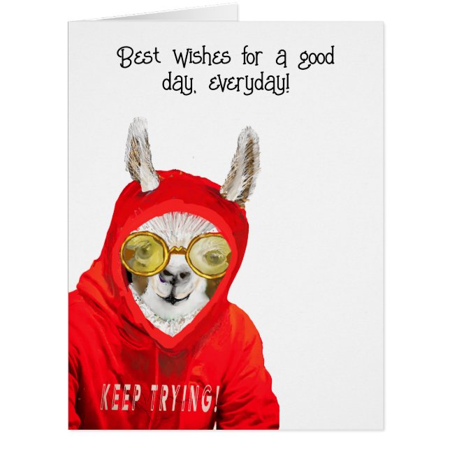 Cartão Bonita, Gentil, Divertida Mãe Llama, Continue Tent (Frente)