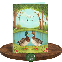 Cartão Bonita Mallard Pata Floresta Pond Cena Amizade