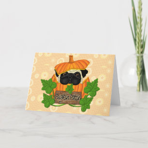 Cartão Bonita queda de Halloween Pug Pugkin Pumpkin Patch