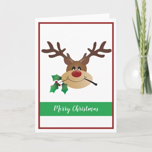 Cartão Bonita Reindeer Com Mistura Feliz Natal (Frente)
