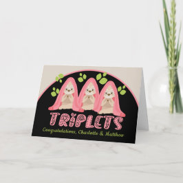 Cartão Bonita Sloth Três Meninas Novos Bebês Tripletos