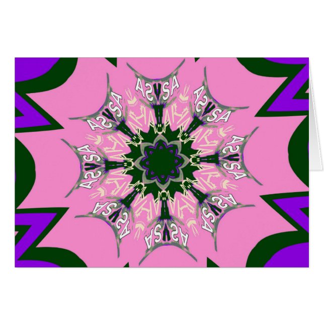 Cartão Bonito bebê rosa púrpura motif monograma de (Frente Horizontal)