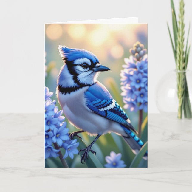 Cartão Bonito Blue Jay e Lilacs | Tenha um bom dia (Frente)