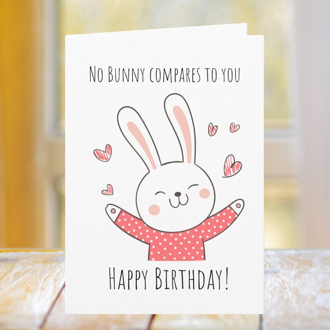 Cartão Bonito Bunny Pun Birthday (Criador carregado)