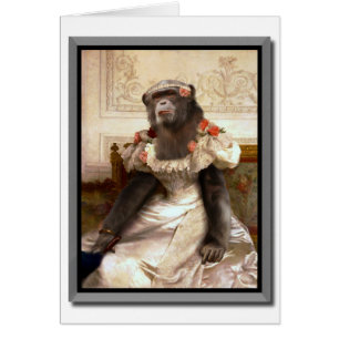 Cartão Bonito chimpanzé em Gown