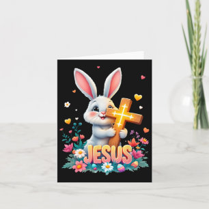 Cartão Bonito coelho da Páscoa Jesus Faith Cross Christia