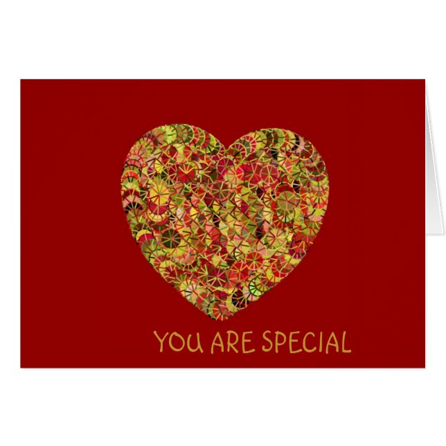 Cartão Bonito Coração Floral (Frente Horizontal)