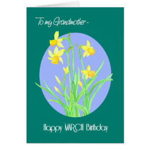 Cartão Bonito Daffodils Marcha Aniversário para Avó