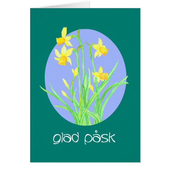 Cartão Bonito Daffodils - Páscoa da língua sueca (Frente)
